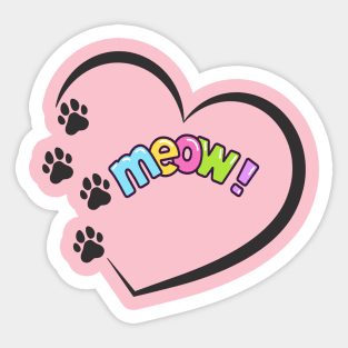 Cat paw print heart meow Sticker